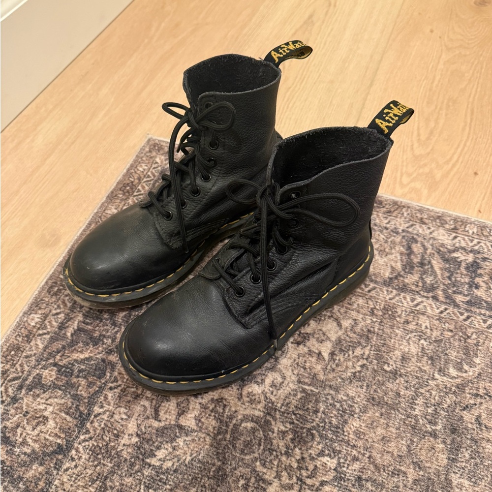 Dr. Martens Black Boots with Yellow Stitching